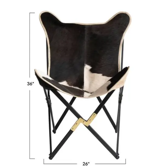 Hello Honey&reg; 36" Cowhide Modern Metal Foldable Butterfly Chair {1}