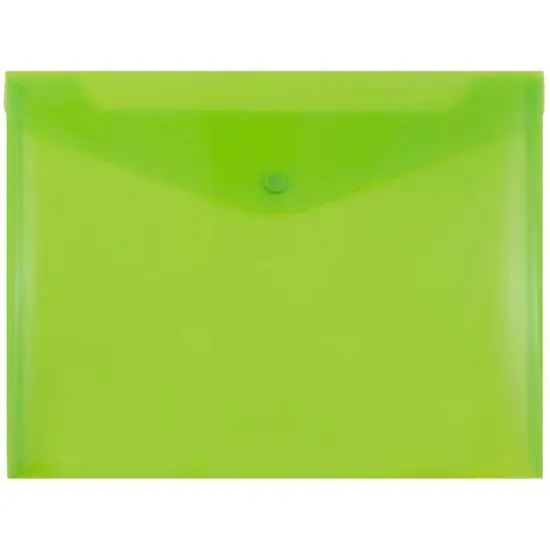 JAM Paper 9.75" x 13" Plastic Snap Closure Envelopes, 12ct. Lime Green {1}