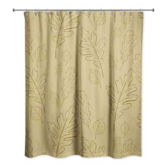 Mustard Yellow Large Leaves Shower Curtain {1}
