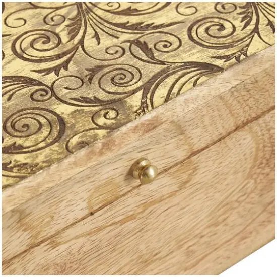 Brown & Gold Mango Wood Scroll Storage Box Set {6}