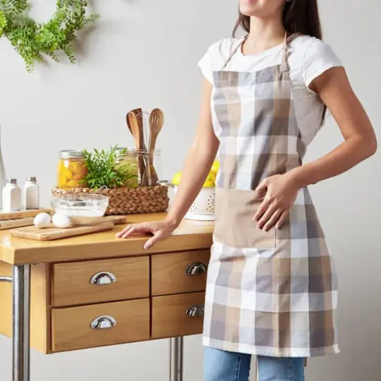 DII&reg; Tri Color Check Chef Apron Stone {7}