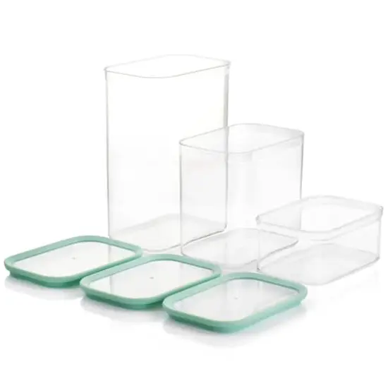 Martha Stewart Mint Green Rectangular Plastic Stackable Container Set {5}