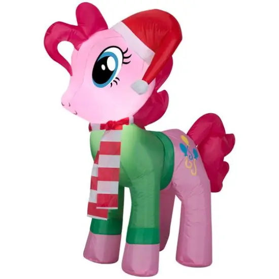 3ft. Airblown&reg; Inflatable Christmas Pinkie Pie with Santa Hat and Green Sweater {1}