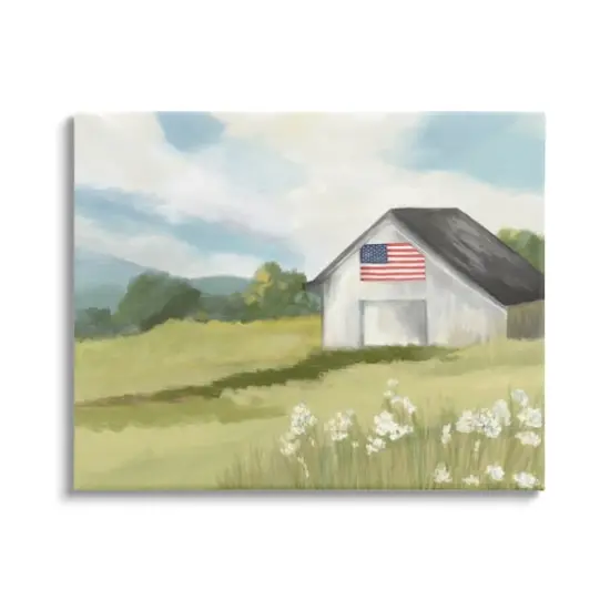 Stupell Industries American Flag on Barn Canvas Wall Art {1}