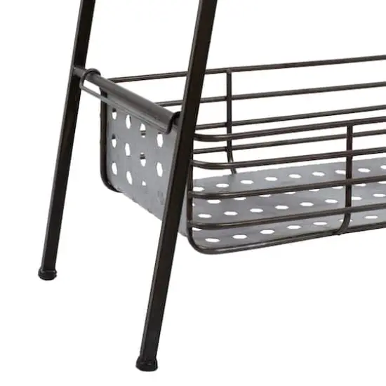 Farmhouse Black Metallic 4-Tier Storage Rack {5}