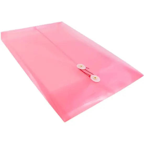 JAM Paper Legal Size Plastic Envelopes with Button & String Tie Closure, 12ct. Pink {6}