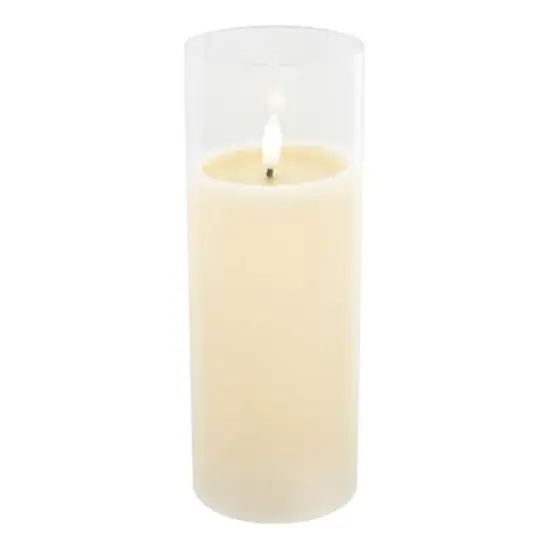 3" x 8" Flickering Flame LED Glass Wax Candle by Ashland&reg; Ivory {3}