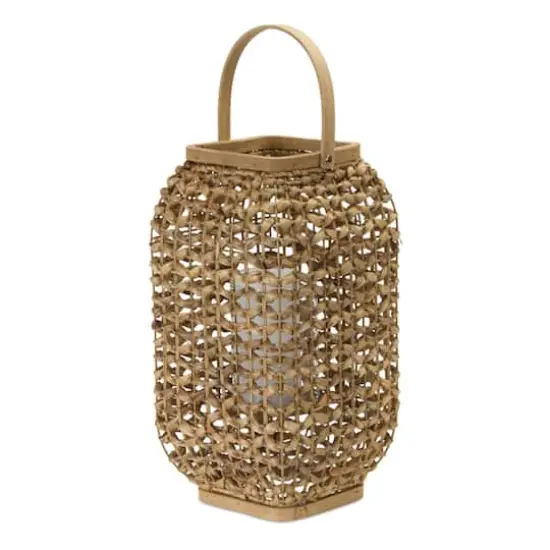 21.5" Wicker & Glass Lantern {1}