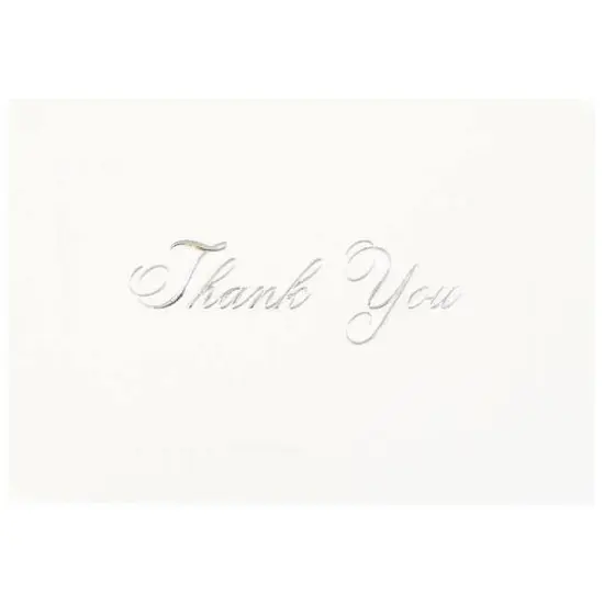 JAM Paper 4.875" x 3.375" Bright White with Silver Script Thank You Cards & Envelopes Set {3}