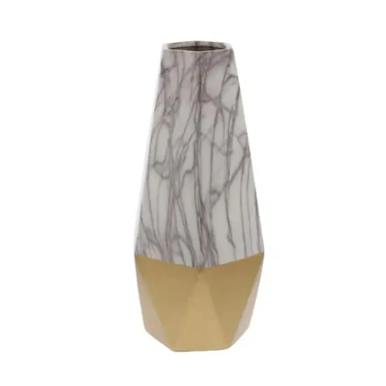 CosmoLiving by Cosmopolitan 14" Gold & Marble Stoneware Vase {1}