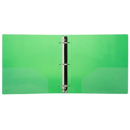 JAM Paper 2" Glass Twill Plastic 3-Ring Binder Green {6}