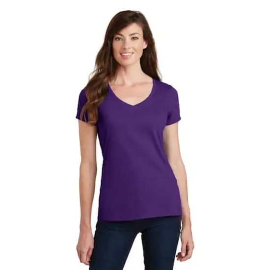 Port & Company&reg; Fan Favorite&trade; Ladies V-Neck T-Shirt Team Purple {3}