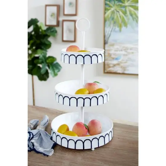 White Iron Farmhouse 3 Tier Tray Cupcake Stand {8}