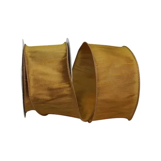 Reliant 2.5" x 10yd. Dupioni Supreme Wired Ribbon Antique Gold {1}