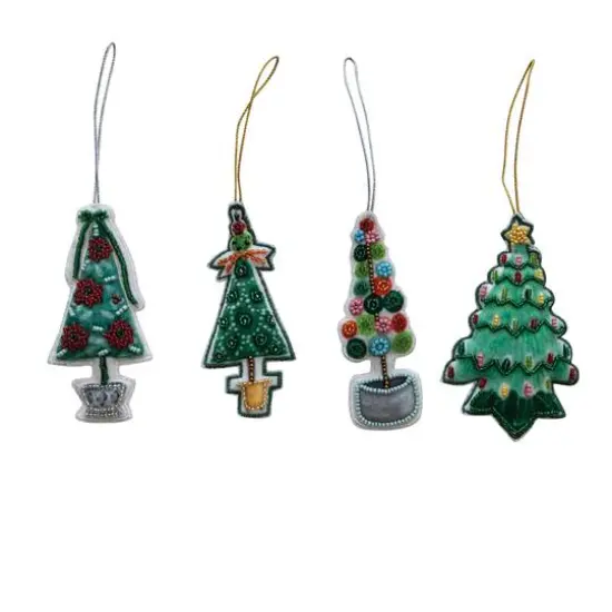 Hello Honey&reg; 4.5" Beaded Cotton Velvet Tree Ornament Set {1}