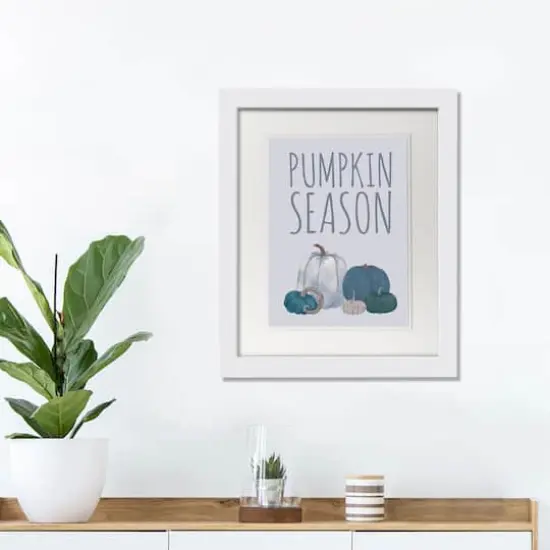 Pumpkins Blue White Framed Print Under Plexiglass {4}