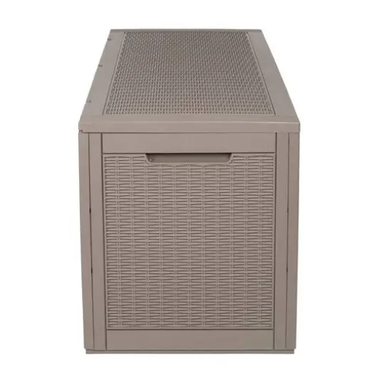 Honey Can Do 100gal Brown Wicker Resin Deck Box {14}