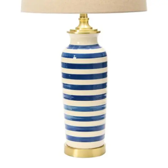 Hello Honey&reg; 2ft. Striped Ceramic & Metal Desk Lamp Blue {8}