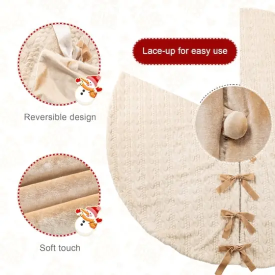 Glitzhome&reg; 60"D Reversible Twisted Faux Marten Fur Christmas Tree Skirt {8}