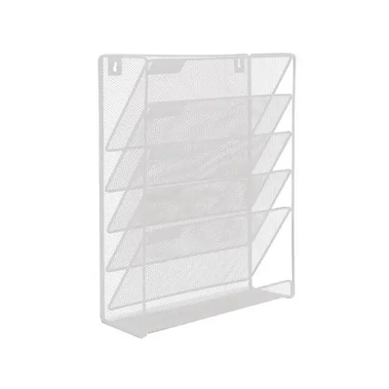 Mind Reader 6 Compartment Vertical Hanging Wall File & Chart Organizer White {10}