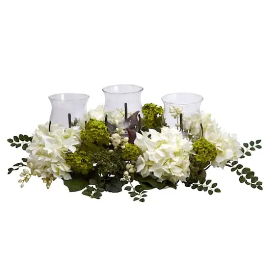 9.5" Snowball Hydrangea Triple Candelabrum {1}