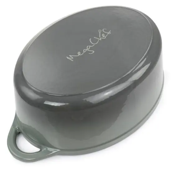 MegaChef 7qt. Gray Oval Enameled Cast Iron Casserole {4}