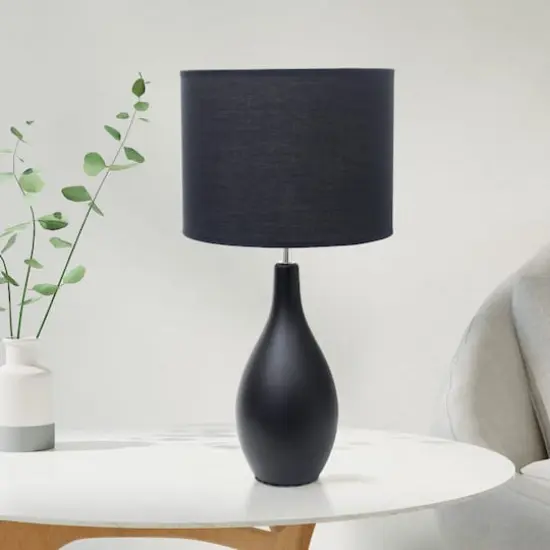 Creekwood Home Essentix 18" Ceramic Dewdrop Table Lamp Black {5}