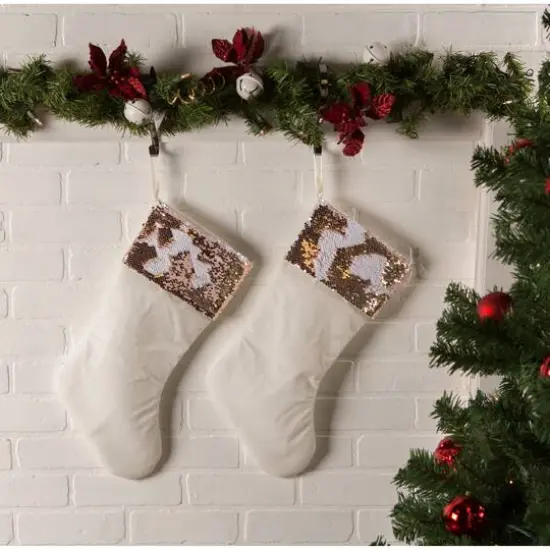 DII&reg; Cream Sequin Velvet Holiday Stocking Set {6}