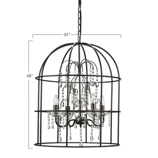 Hello Honey&reg; 25" Metal Birdcage Chandelier with Lights & Glass Crystals {3}