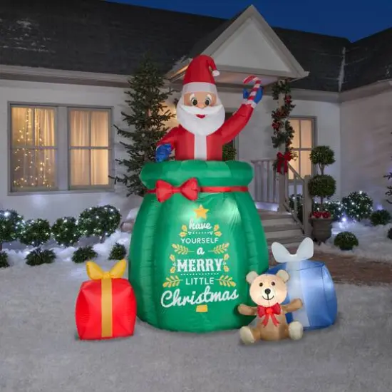 10ft. Airblown&reg; Inflatable Giant Animated Santa in a Gift Bag {4}