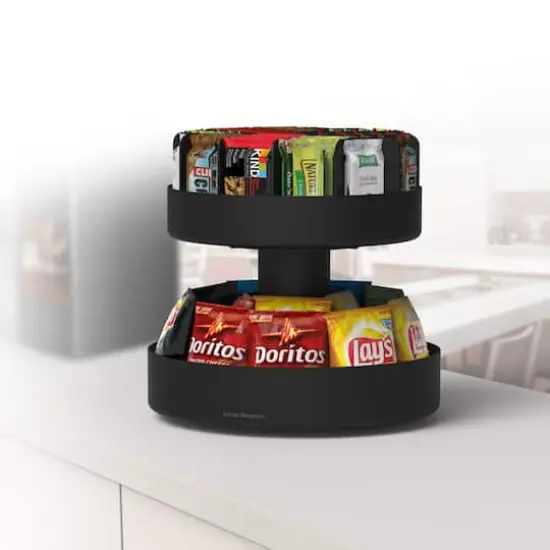 Mind Reader Black 2-Tier Lazy Susan Granola Bar and Snack Organizer {3}