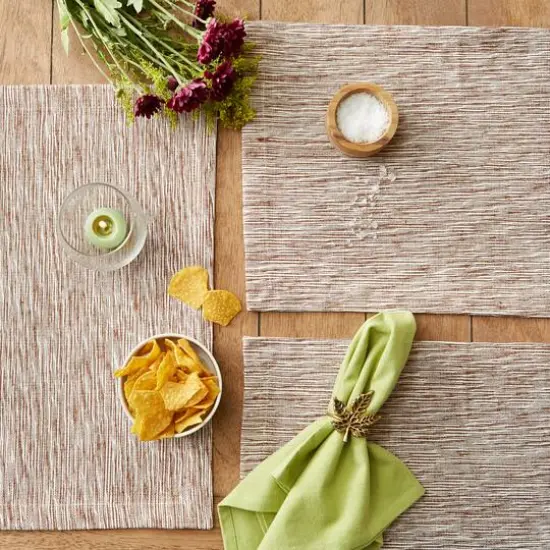 DII&reg; Tonal Recycled Cotton Slubby Rib Placemats, 6ct. Leather Brown/Off White {5}