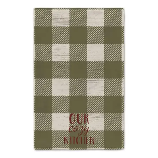 Our Cozy Kitchen Green Buffalo Check Tea Towel - Set of 2 {5}