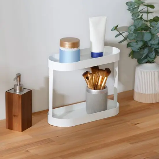 Honey Can Do White 2-Tier Metal Bathroom Counter Organizer Shelf {3}