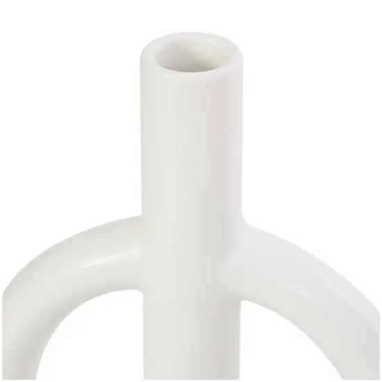 CosmoLiving by Cosmopolitan 10" Black & White Ceramic Geometric Ring Taper Candle Holder Set {10}