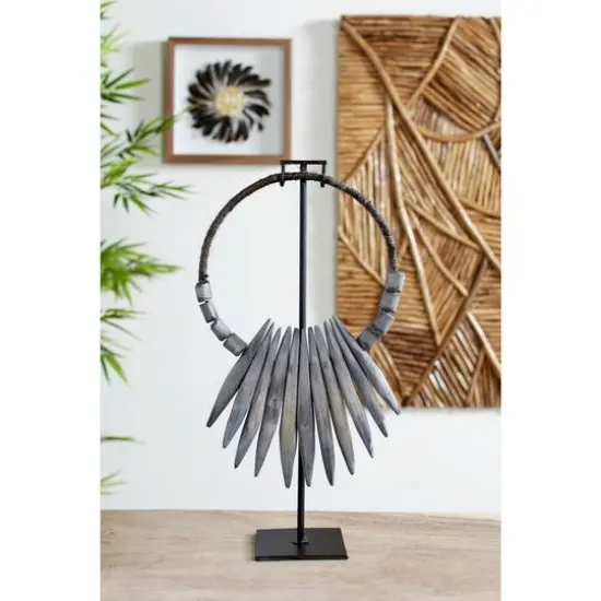 20" Gray Teak Wood Natural Sculpture {10}