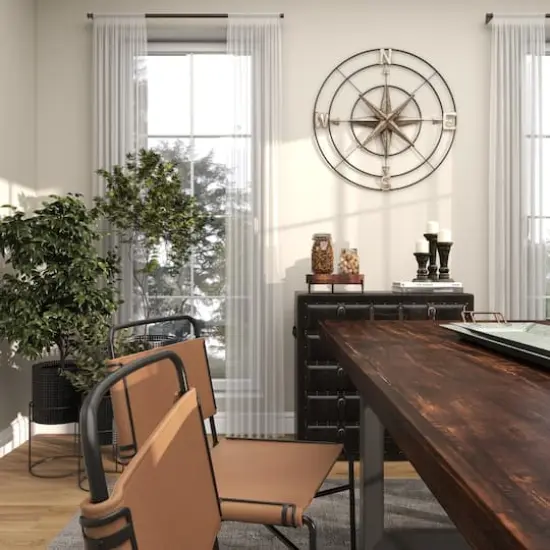 12" Brown Wood Tray with Black Metal Legs {16}