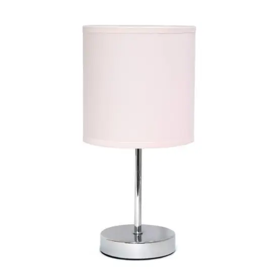 Creekwood Home Nauru 12" Brushed Nickel Petite Metal Stick Table Lamp Blush Pink {1}