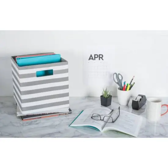 DII&reg; 13" Gray Pinstripe Storage Cube {10}