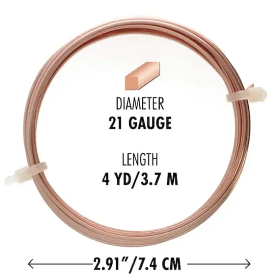 The Beadsmith&reg; Wire Elements&trade; 21 Gauge Tarnish Resistant Medium Temper Square Wire, 4yd.Rose Gold {7}