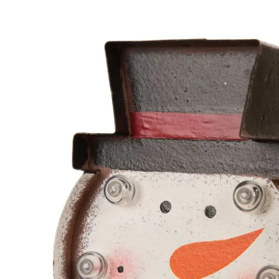 Glitzhome&reg; 7" Marquee LED Snowman Head Stocking Holder Set {7}