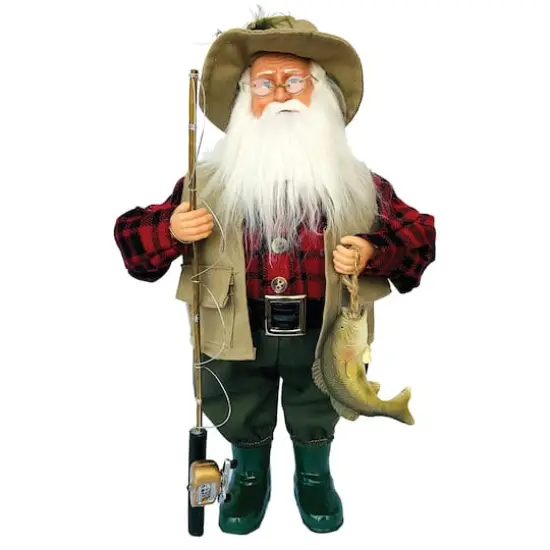Santa's Workshop 15" Bass Fishing Claus {1}