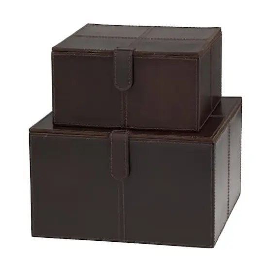 Dark Brown Leather Storage Box Set {1}