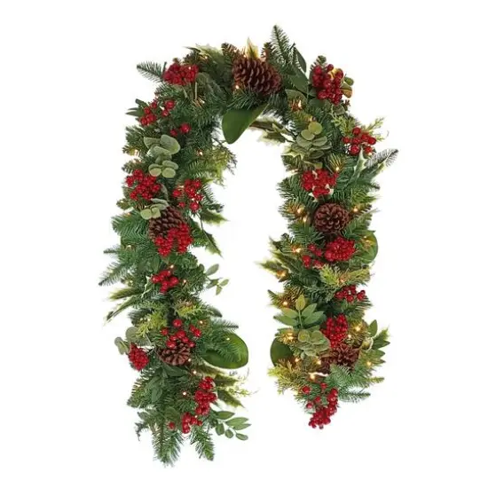 6ft. Green Battery-Operated Pre-Lit Decorated Artificial Garland {1}