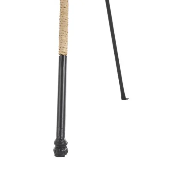 53.5" Black Metal Slim Foldable 2-Tier Easel with Wrapped Rattan Accents {11}