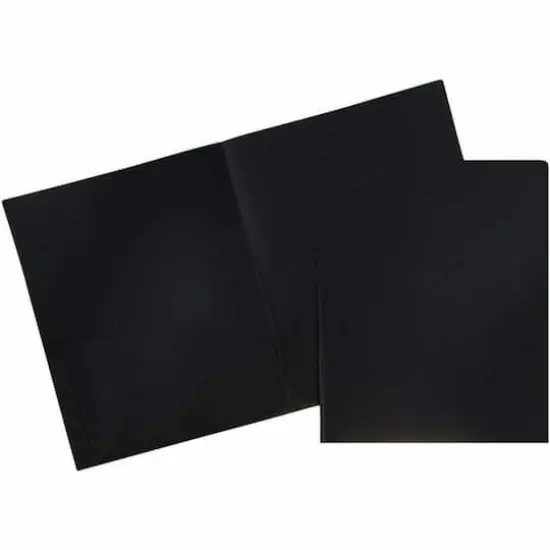 JAM Paper 9.5" x 11.5" Plastic 2-Pocket POP Folder Black {1}
