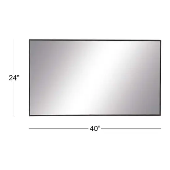 40" Black Contemporary Wood Wall Mirror {5}