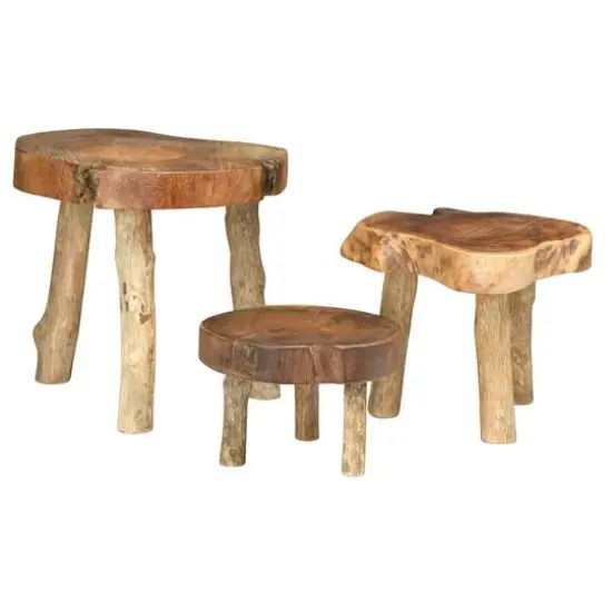 Hello Honey&reg; Madre De Cacao Live Edge Wood Pedestal Set {3}