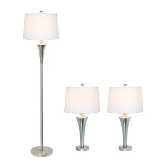 Lalia Home Vienna Brushed Nickel Lamp Set {3}