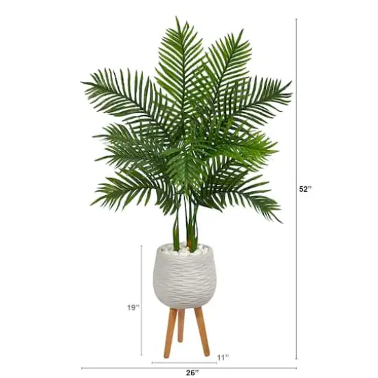 52" Areca Palm Tree in White Planter with Stand {3}